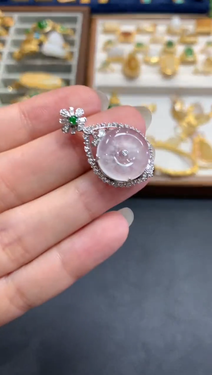 【闪购商品】翡翠吊坠(不含链)18K金镶嵌A790|6800