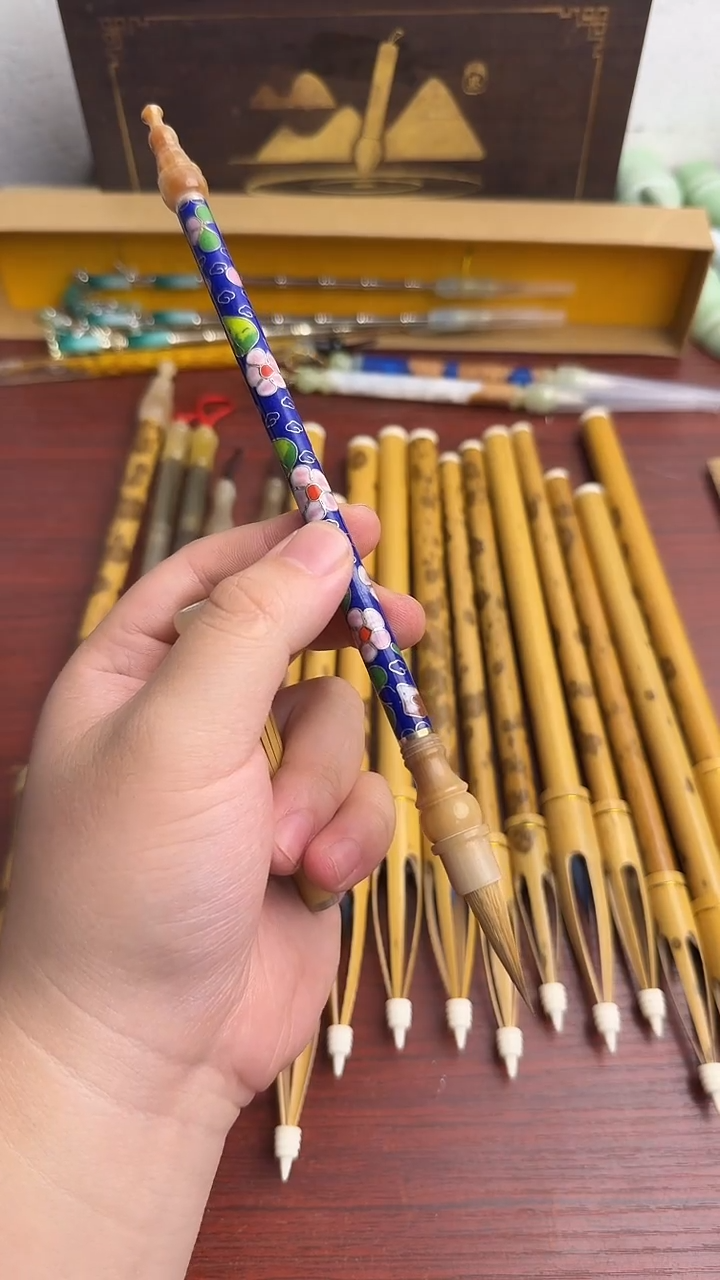 牛角景泰蓝蓑笠帽纯狼毫1支