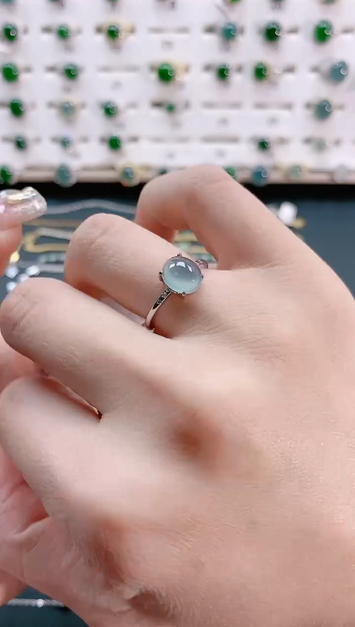 【闪购商品】翡翠戒指银S925镶嵌天然翡翠