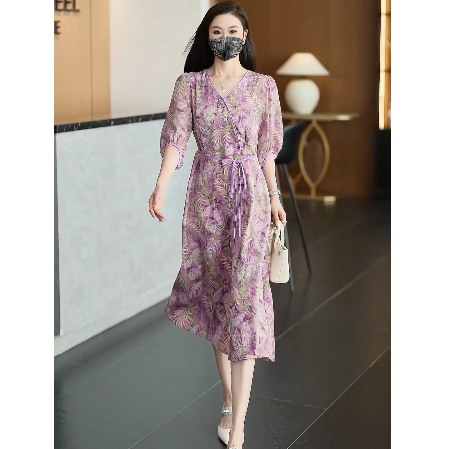【运费补贴】59678万紫千红女装宽松连衣裙碎花气质夏中长款裙子
