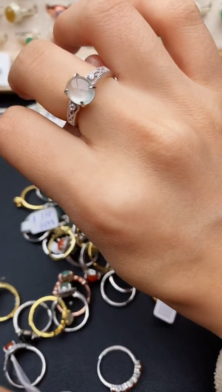 【闪购商品】翡翠戒指银S925镶嵌缅甸翡翠