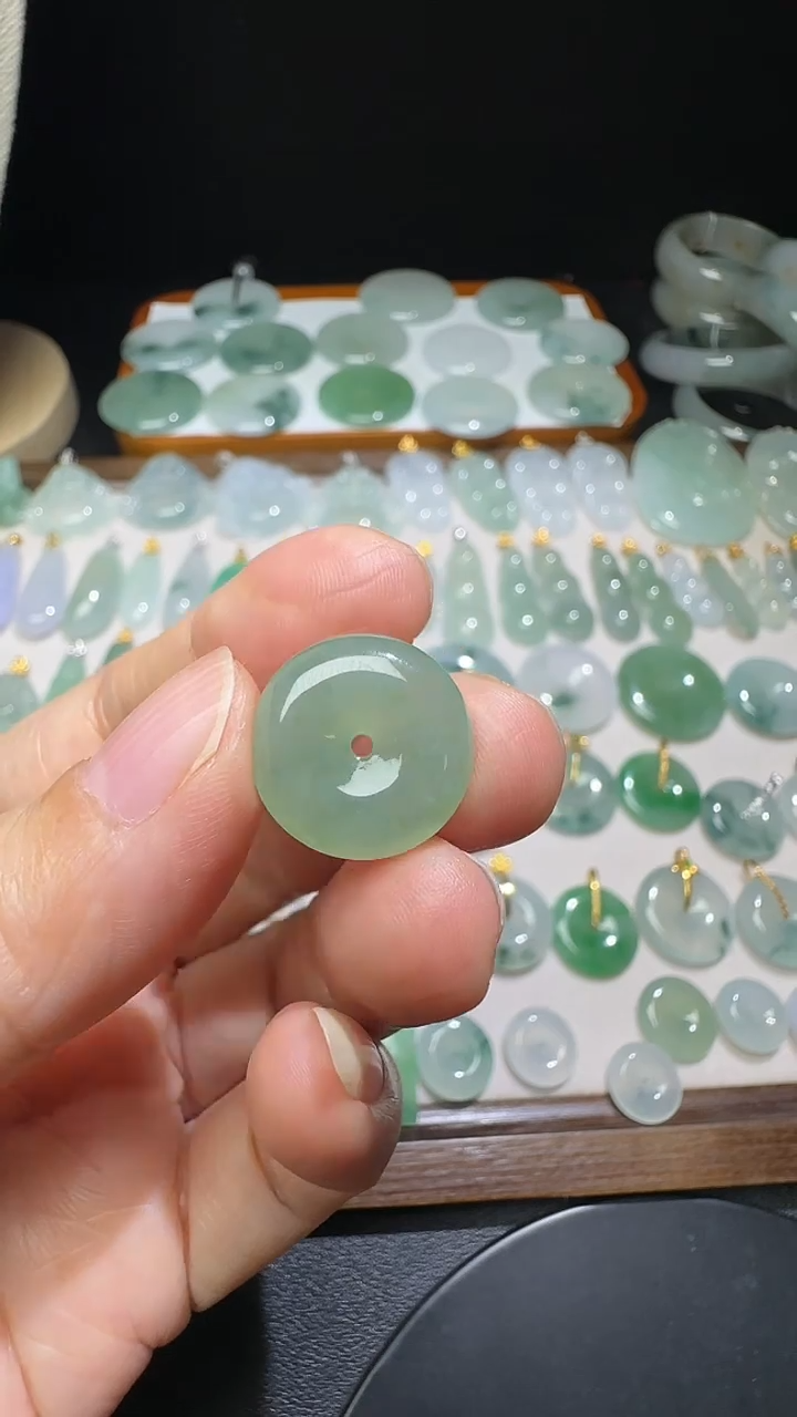 吊坠(不含链)未镶嵌翡翠平安扣尺寸16.6*4.8mm