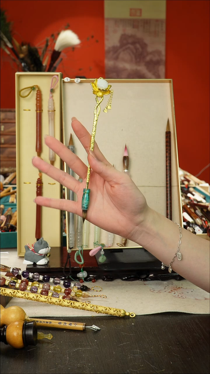 闪64孤品高货毛笔链接 清水试笔 蘸墨不退