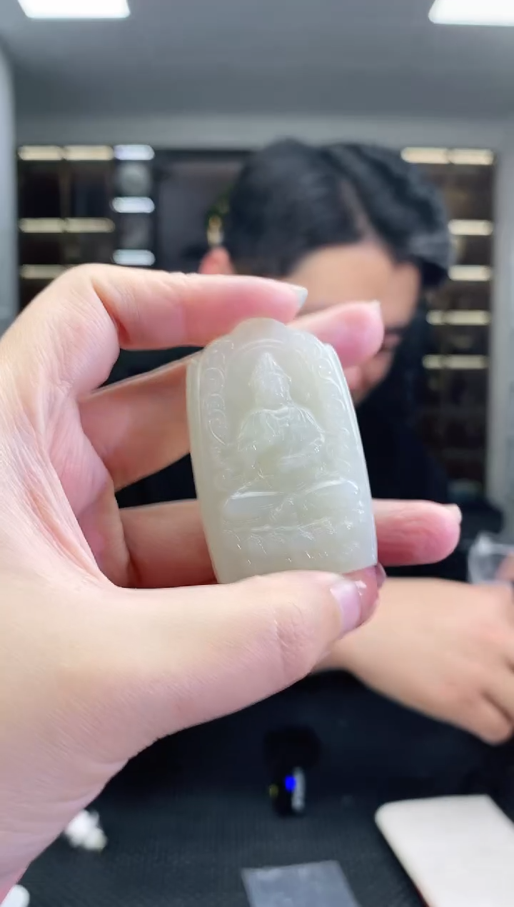 颈饰未镶嵌和田玉正装观音清货4