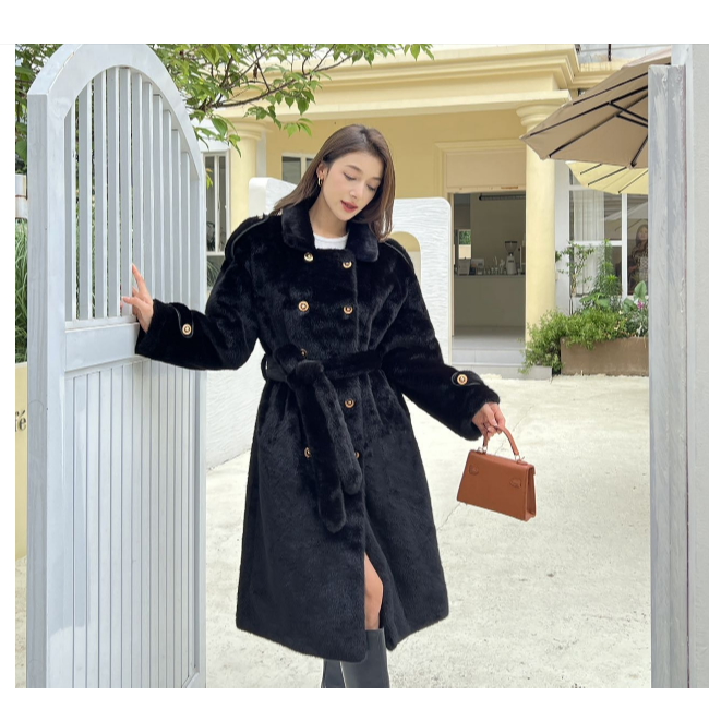人造皮草 外套女中长款冬季新款P050