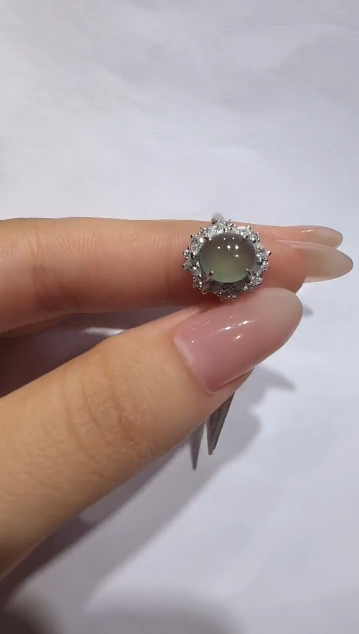 银S925镶嵌戒指翡翠925银镶翡翠戒指镶嵌171