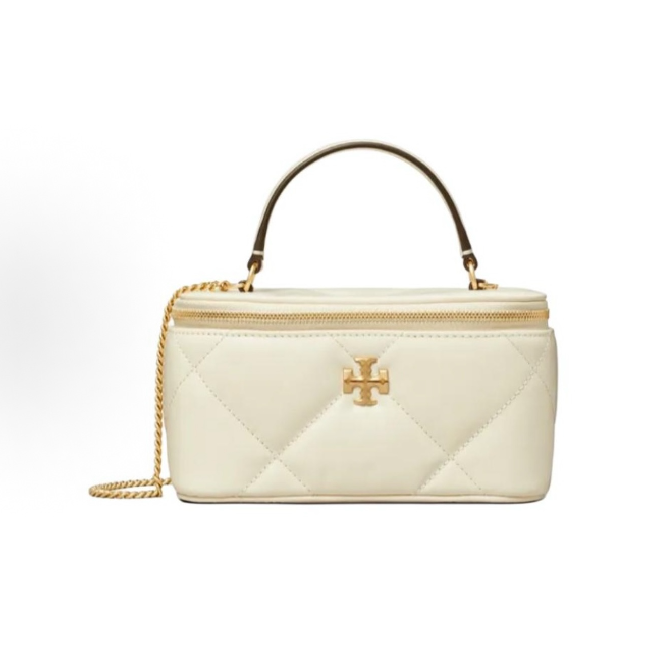 tory burch 轻奢女士米白色钻石绗缝盒子包164986-100 SD