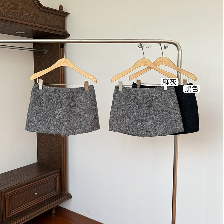 气质辣妹低腰多扣搭片短裙裤女冬季新款韩系修身显瘦性感包臀