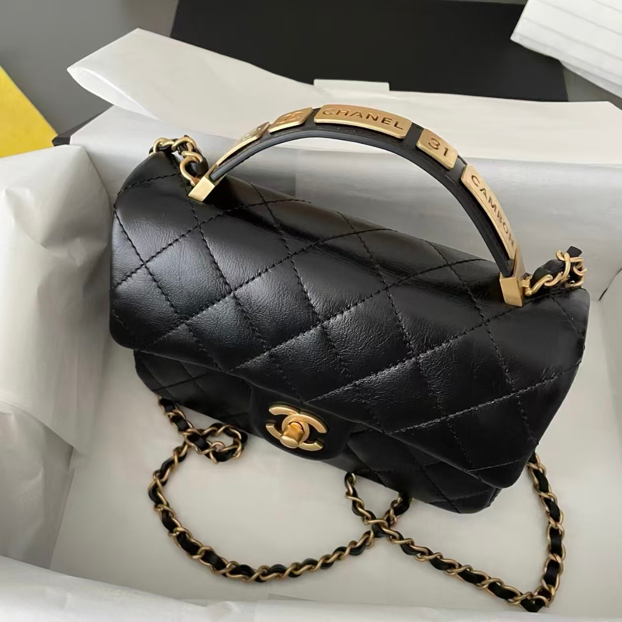 99新 Chanel/香奈儿 黑金康鹏单肩包/DT211