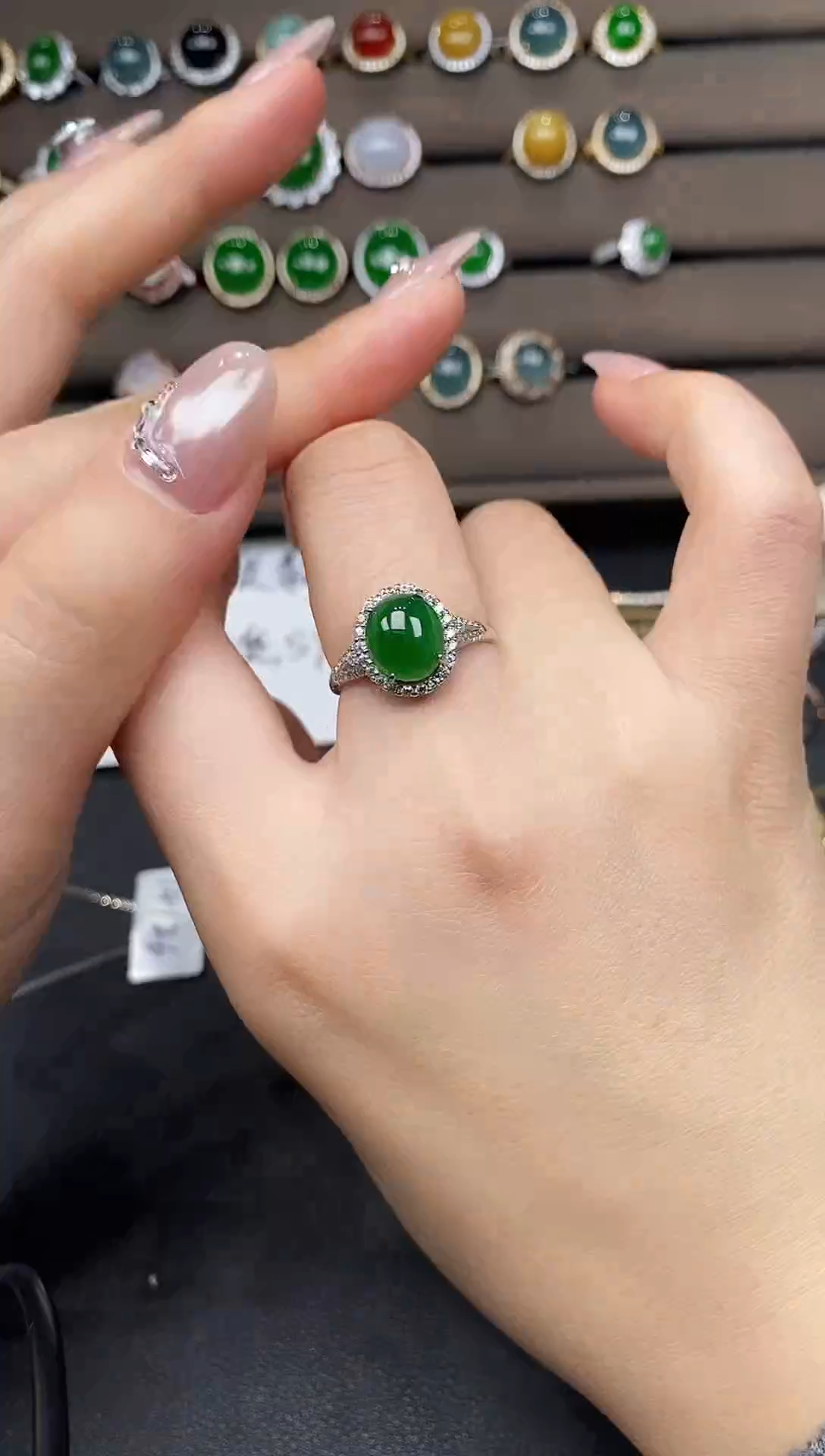 银S925镶嵌戒指翡翠111