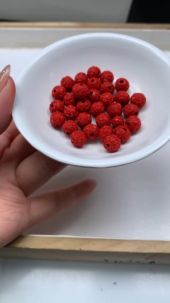 未镶嵌散珠玛瑙/玉髓A1610红 砂 回纹珠8mm 10个6.8元