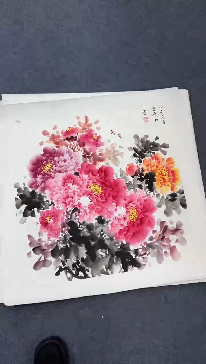 国画同类型随机斗方牡丹
