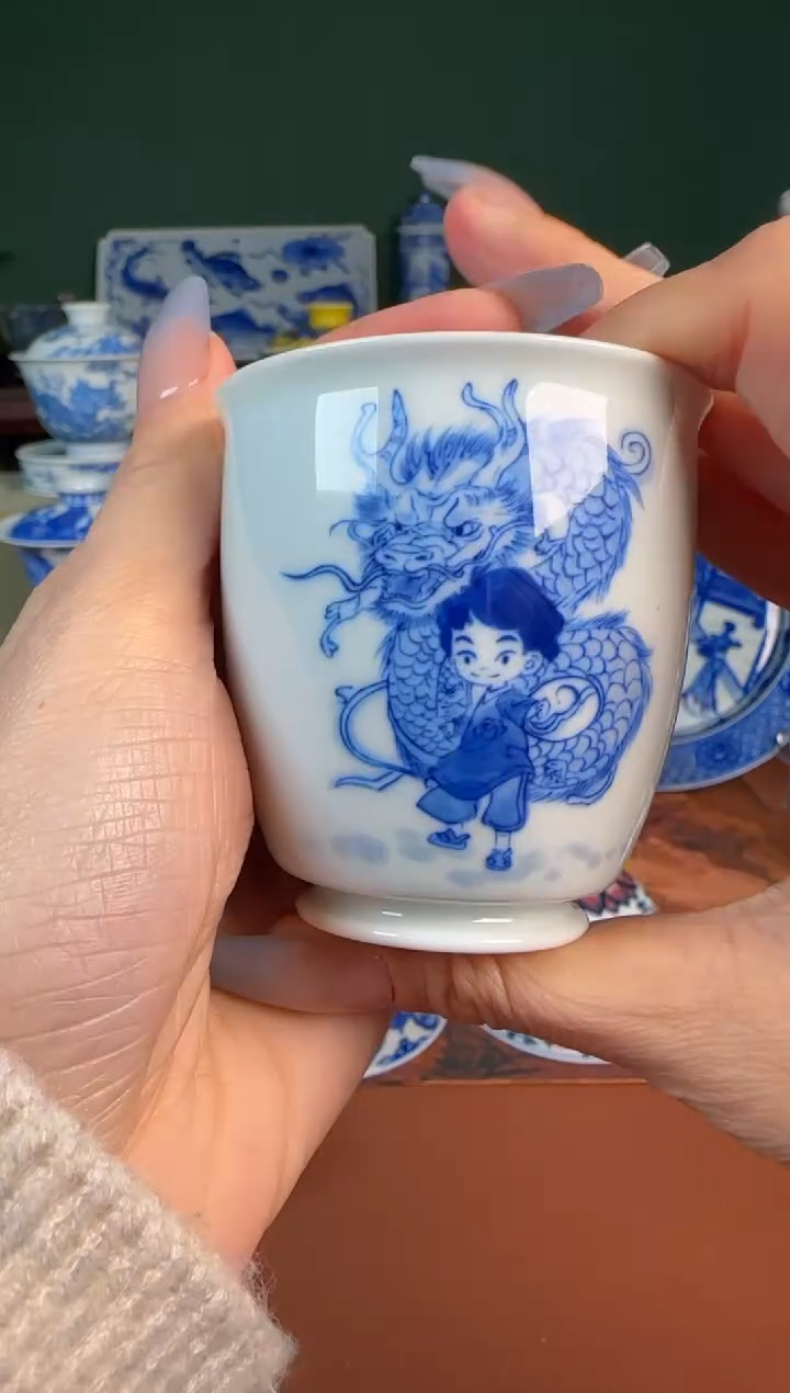 【闪购商品】杯景雨工坊 青花 龙纹 杯杯