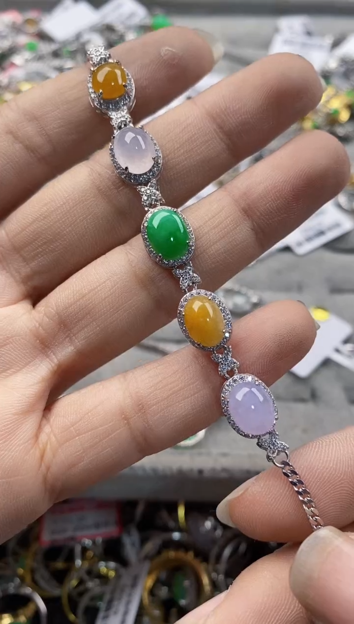 银S925镶嵌戒指翡翠666---8