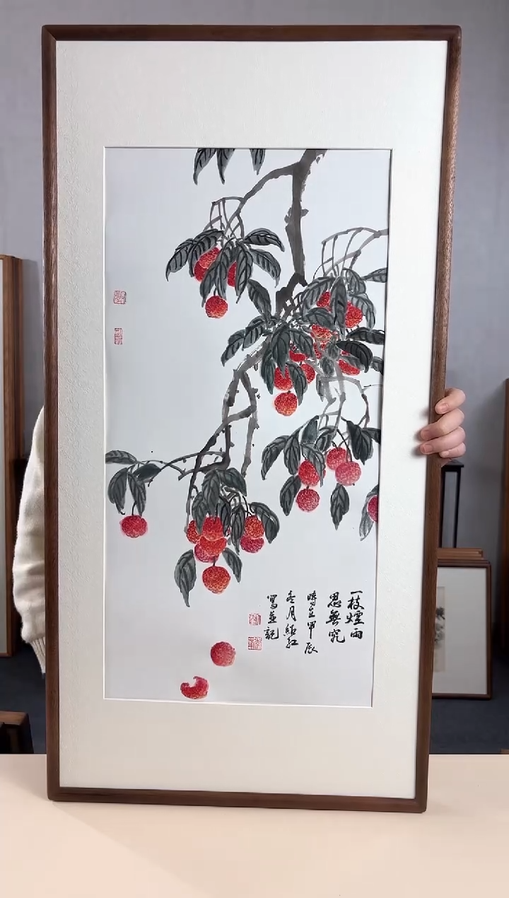 【闪购商品】国画手绘*大吉大利*47*92cm实木框