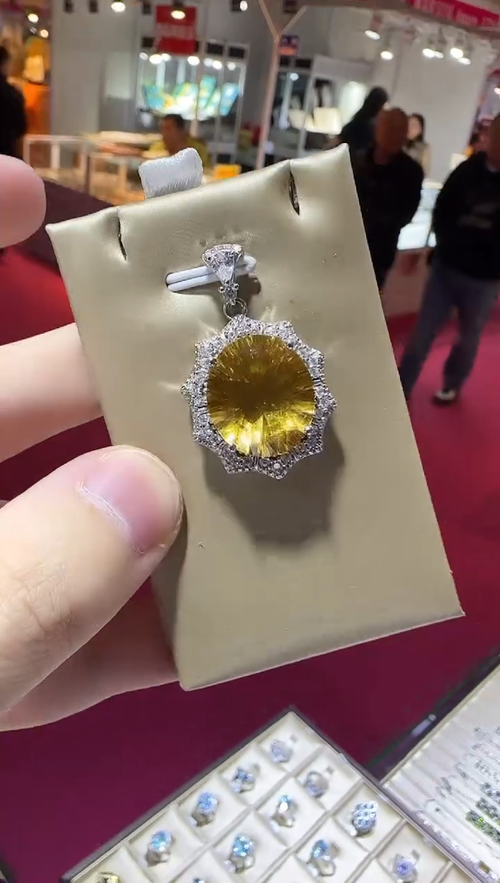 颈饰银S925镶嵌黄晶16*14mm净体高级款