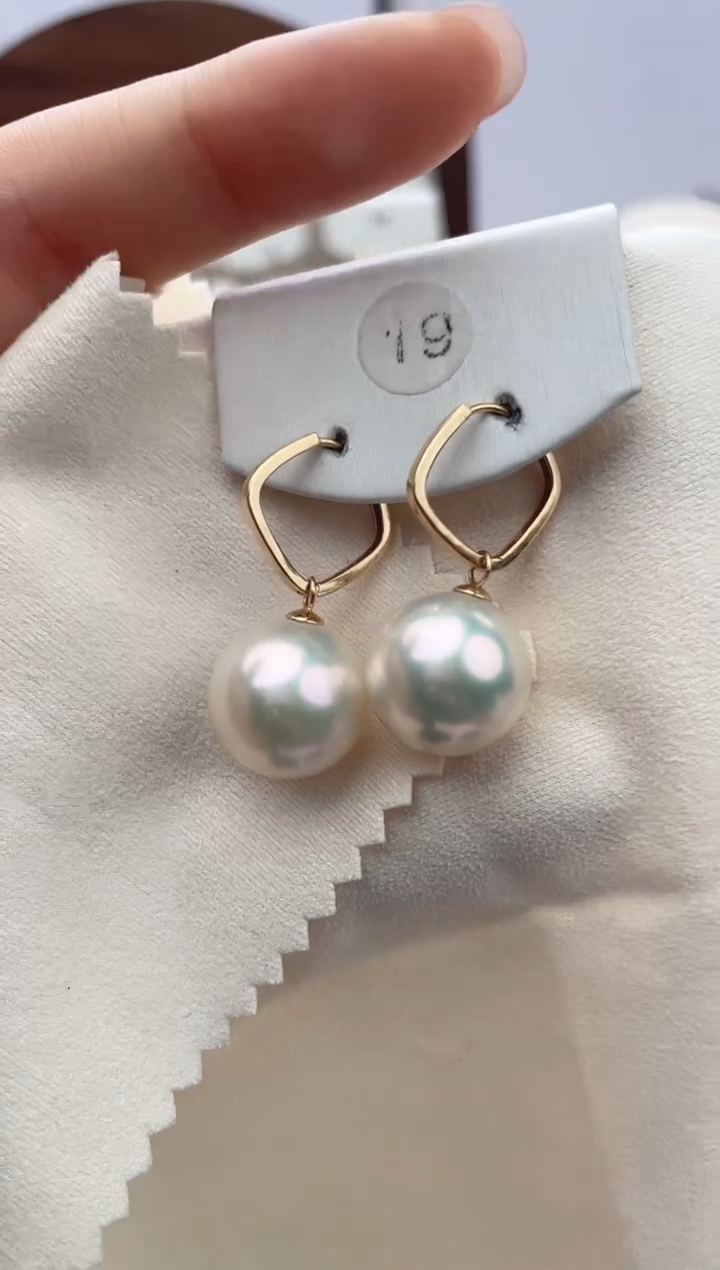 【闪购商品】淡水珍珠耳饰18K金镶嵌13-14