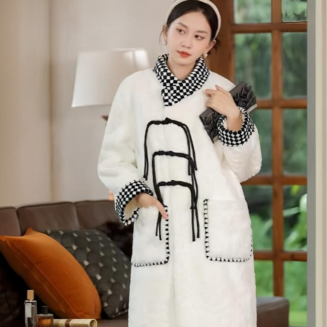 9082时尚保暖家居服套装可外穿高货女款睡衣休闲立领中国结设计