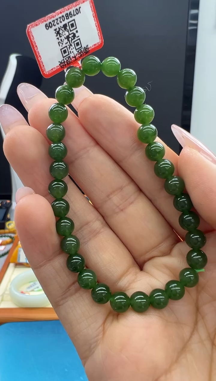 【闪购商品】和田玉（碧玉）手链未镶嵌109秒拍号