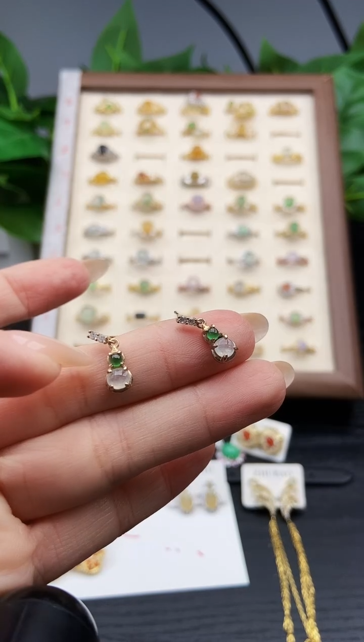 银S925镶嵌翡翠耳饰12