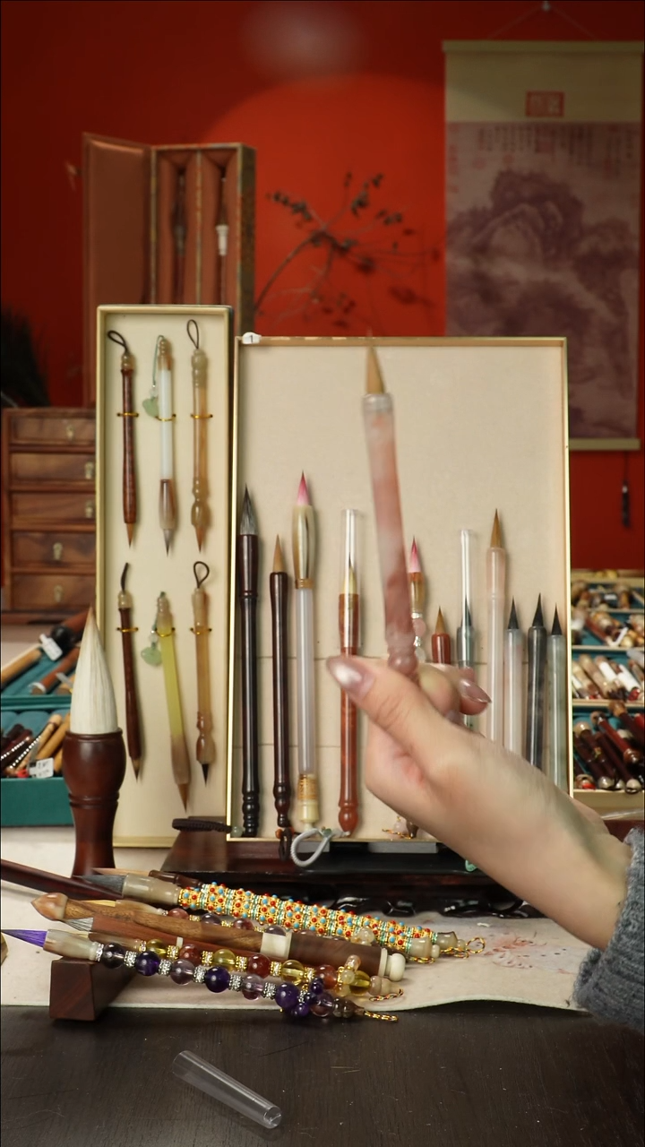 小*兔136号闪孤品高货毛笔链接 清水试笔 蘸墨不退