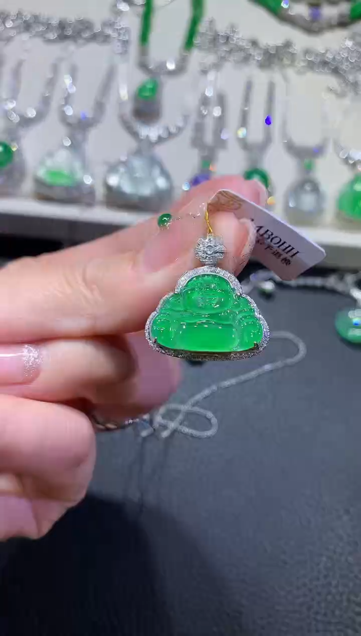 【闪购商品】翡翠吊坠(不含链)18K金镶嵌12-佛公（多样性发货一件