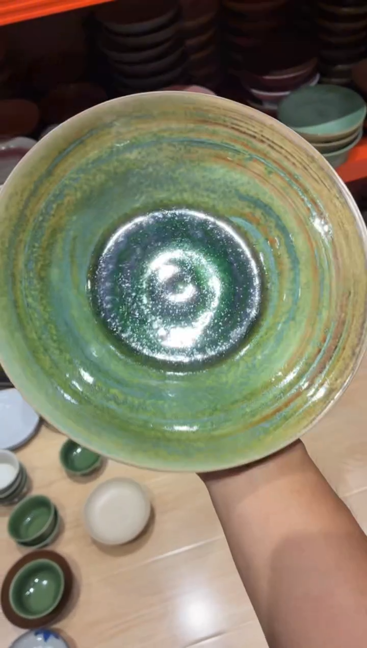 瓷片珍*131苏打绿手工盘1个