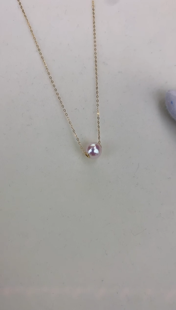 18K金镶嵌DA海水珍珠 GD007 8-8.5 天女路路通吊坠