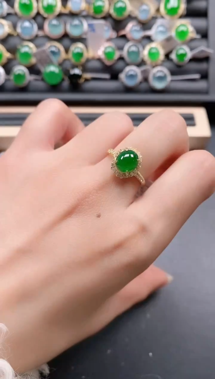 银S925镶嵌戒指翡翠111