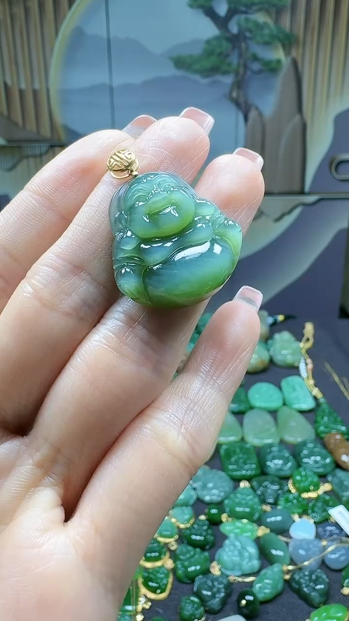 【闪购商品】和田玉吊坠(不含链)18K金镶嵌1