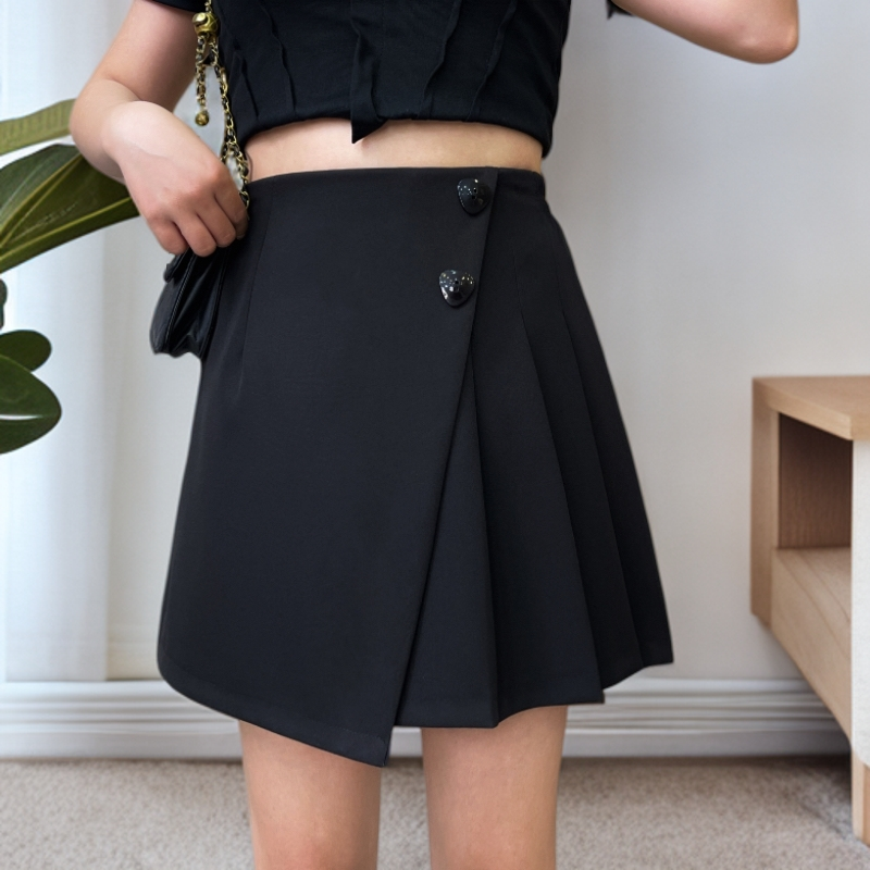 精 胖MM乐  001大码西装松紧腰显瘦百搭百褶洋气设计感高腰裙