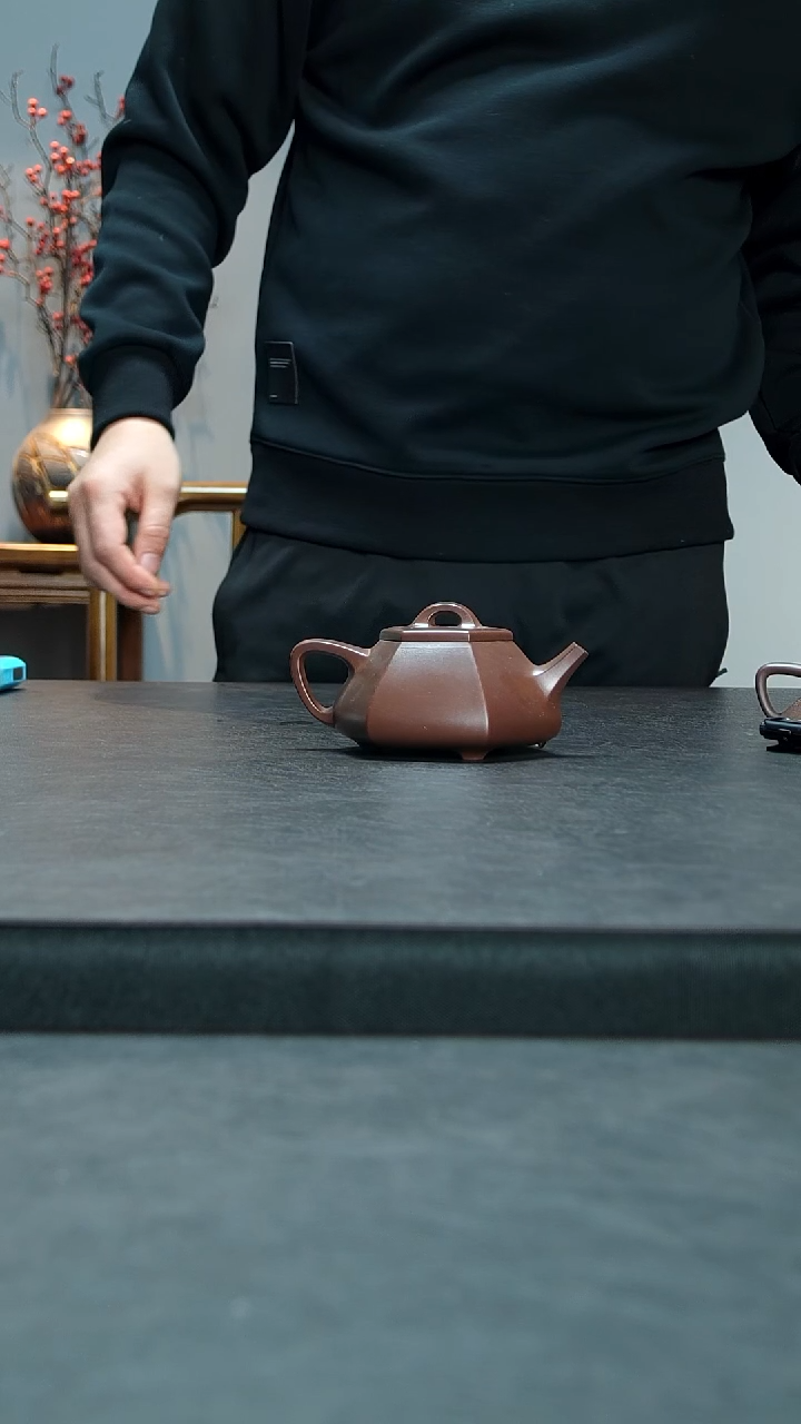 茶壶紫砂全手工超薄胎六方石瓢