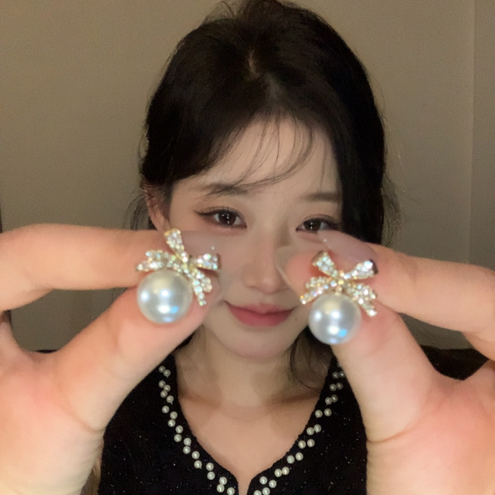 合金耳饰 仿珍珠花朵仿钻耳钉 精致优雅华丽耳饰新款耳饰