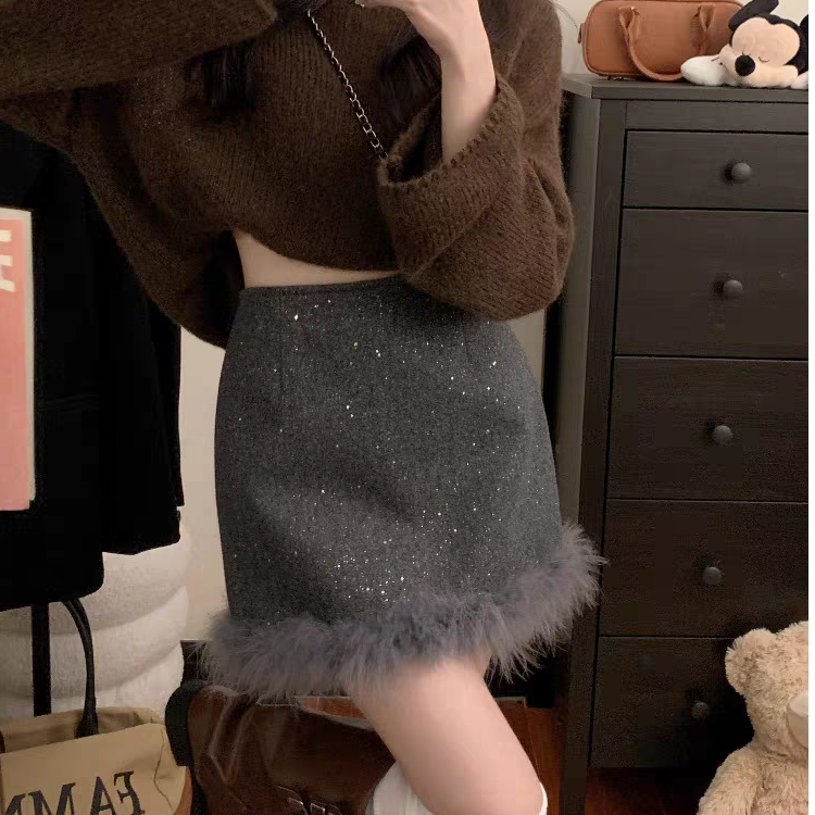 201-250  秋冬新款显瘦百搭毛呢半身裙【直播专用链接】