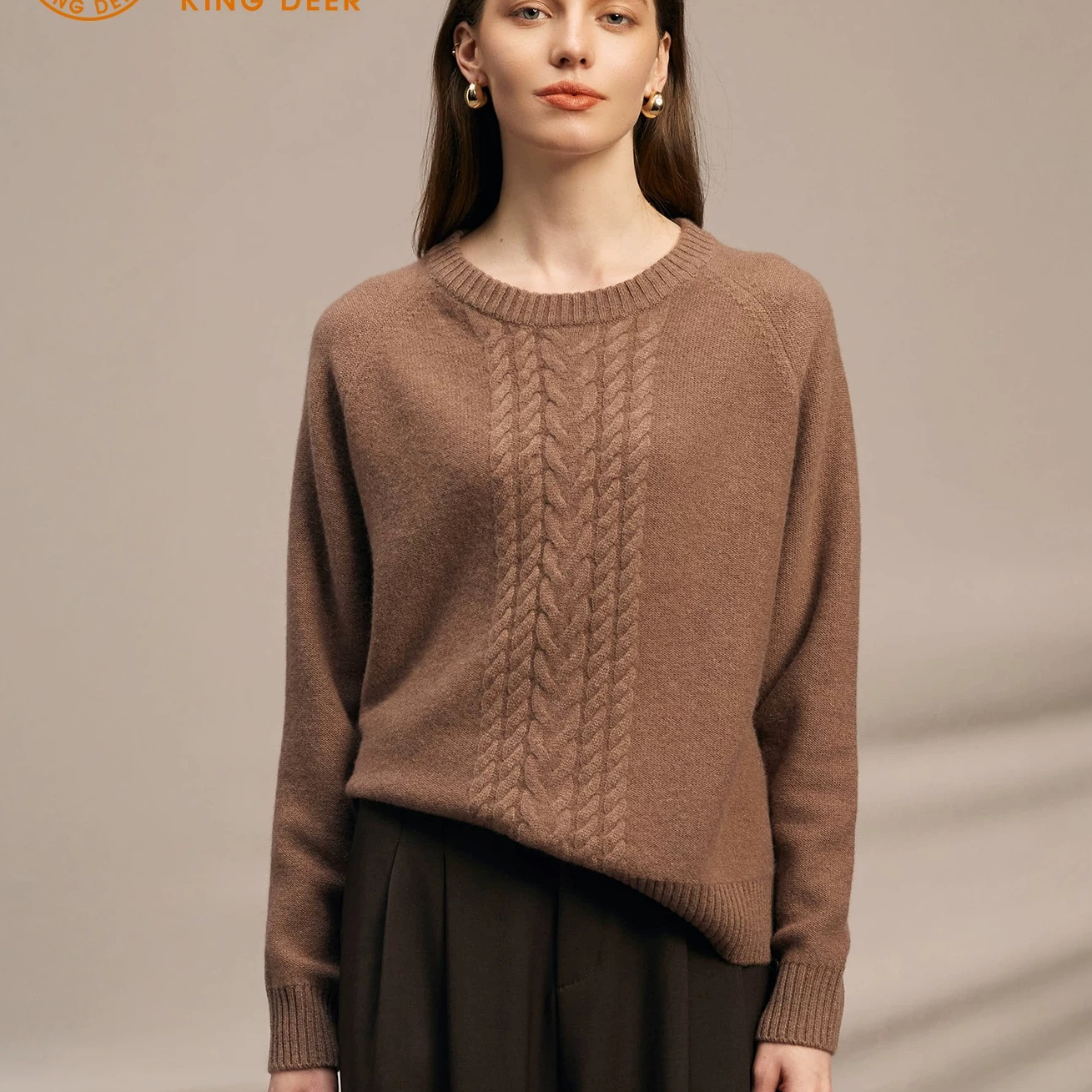 25年秋冬新款 圆领100%山羊绒纯色时尚款女士套头衫912518304