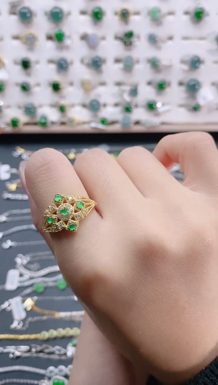 【闪购商品】翡翠戒指银S925镶嵌天然翡翠