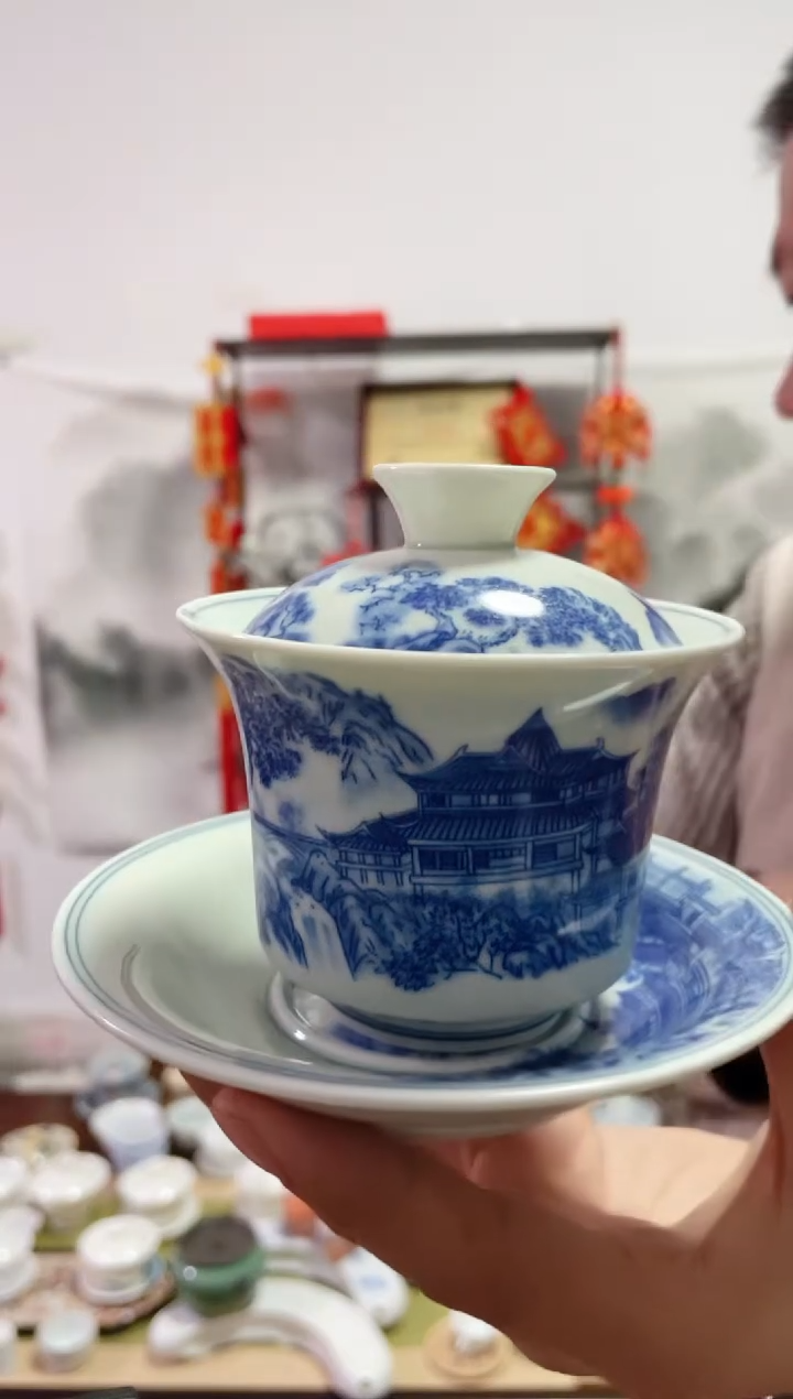 【闪购商品】【瓷心匠物】直播间福利专款山居士马蹄盖碗