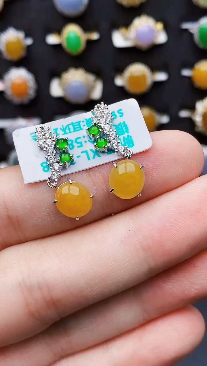 银S925镶嵌戒指翡翠3245