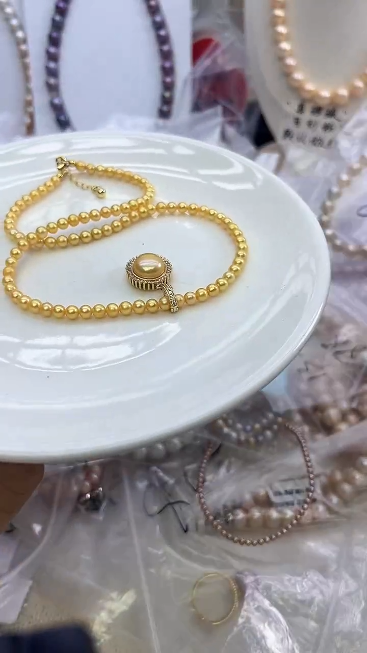 未镶嵌项链淡水珍珠黄色系小米项链