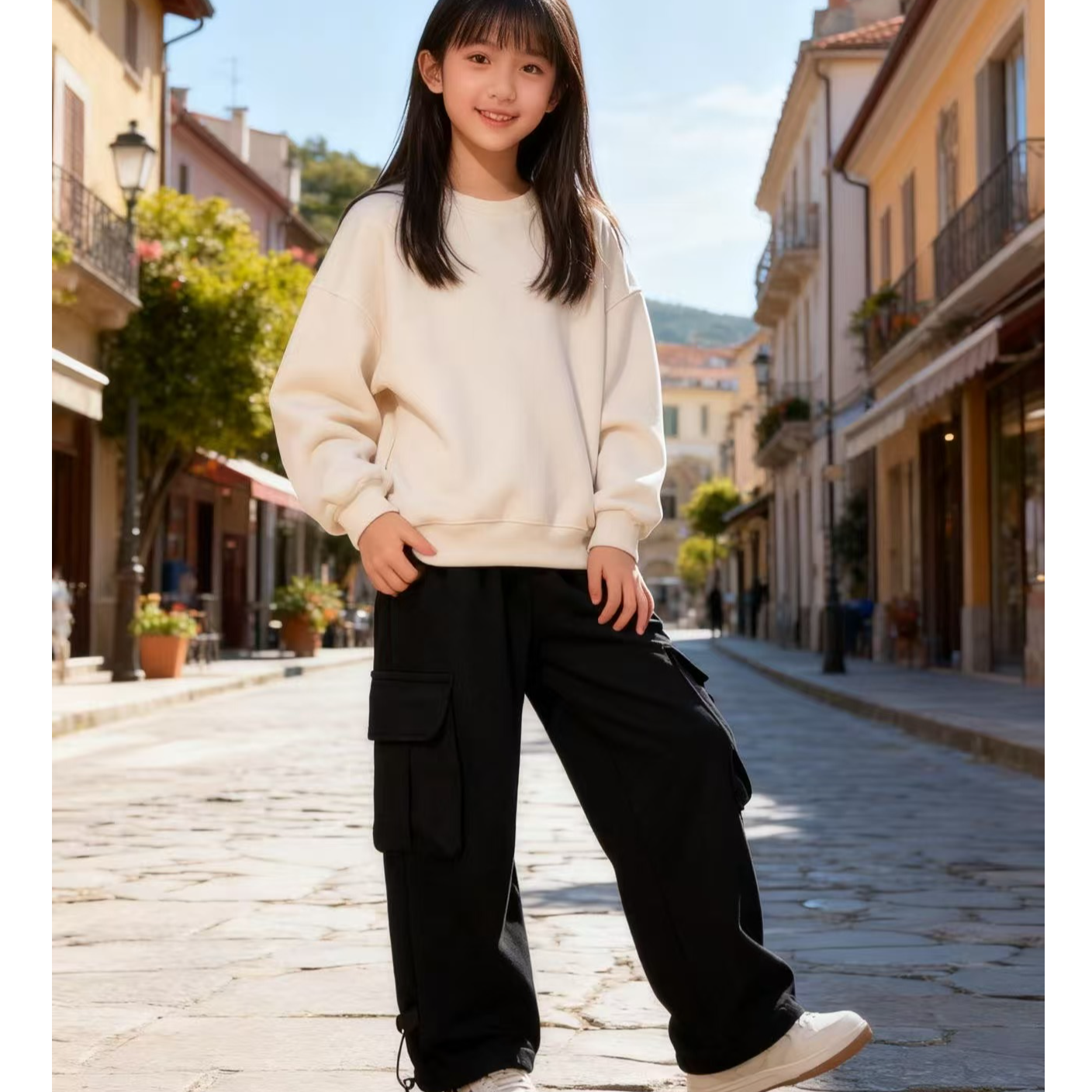 26039高端专享秋冬款工装裤黑色