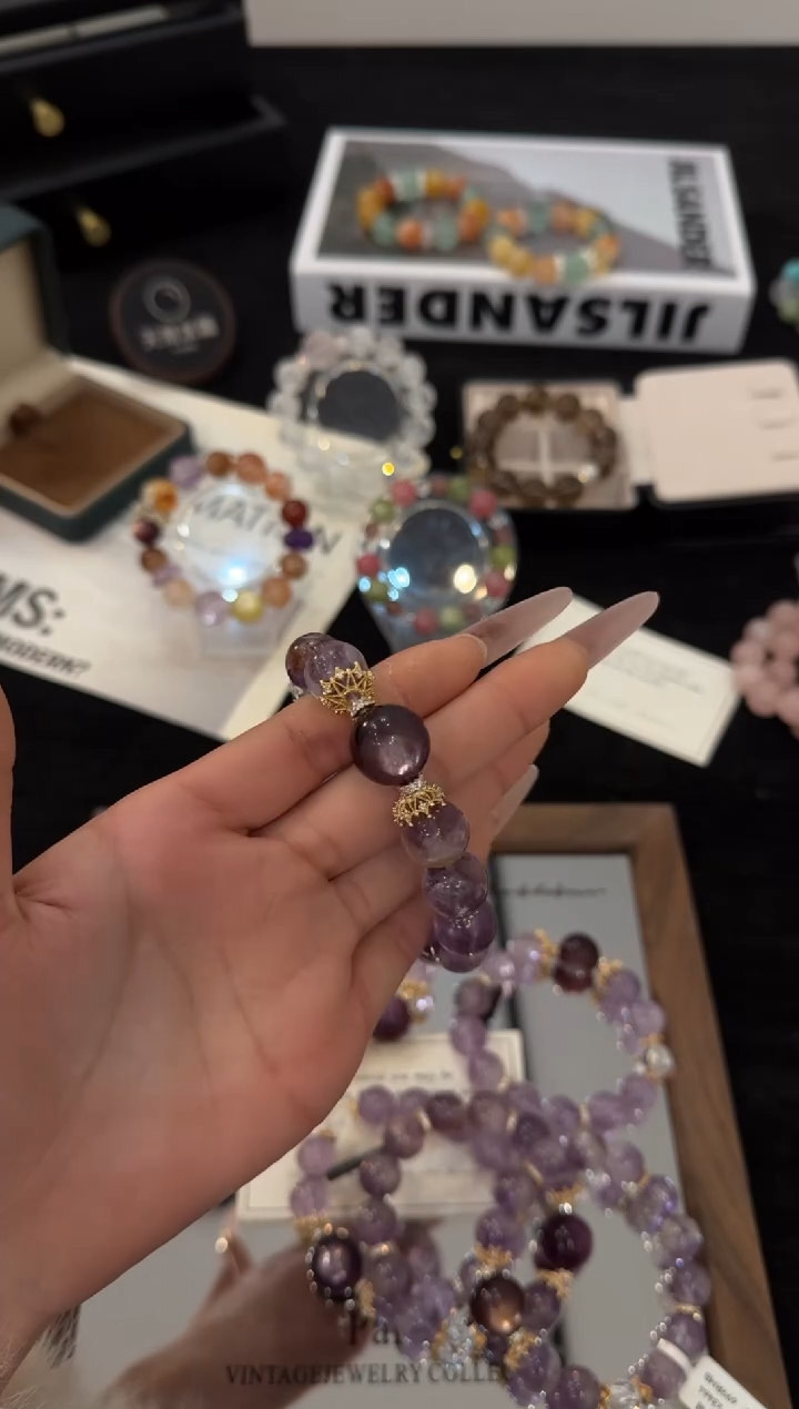 合金手链水晶紫兔毛x3464