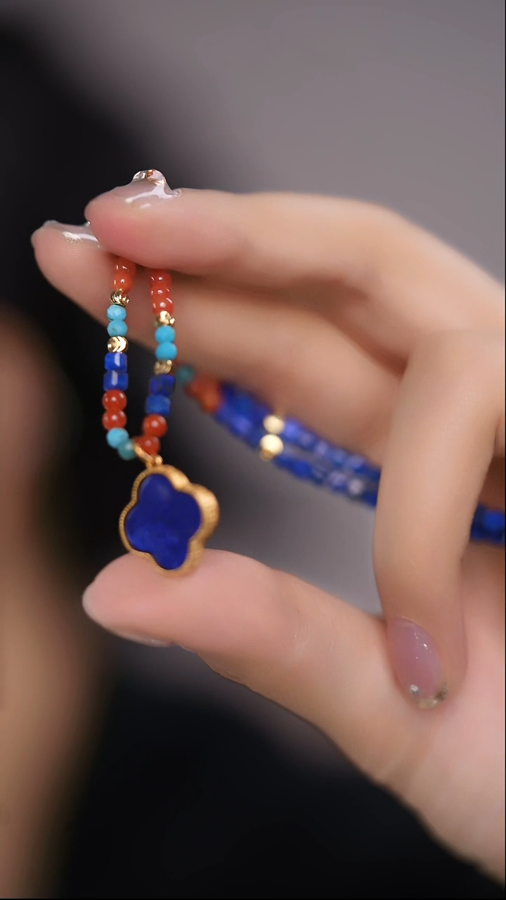 【闪购商品】青金石颈饰合金青金石SY草脖链