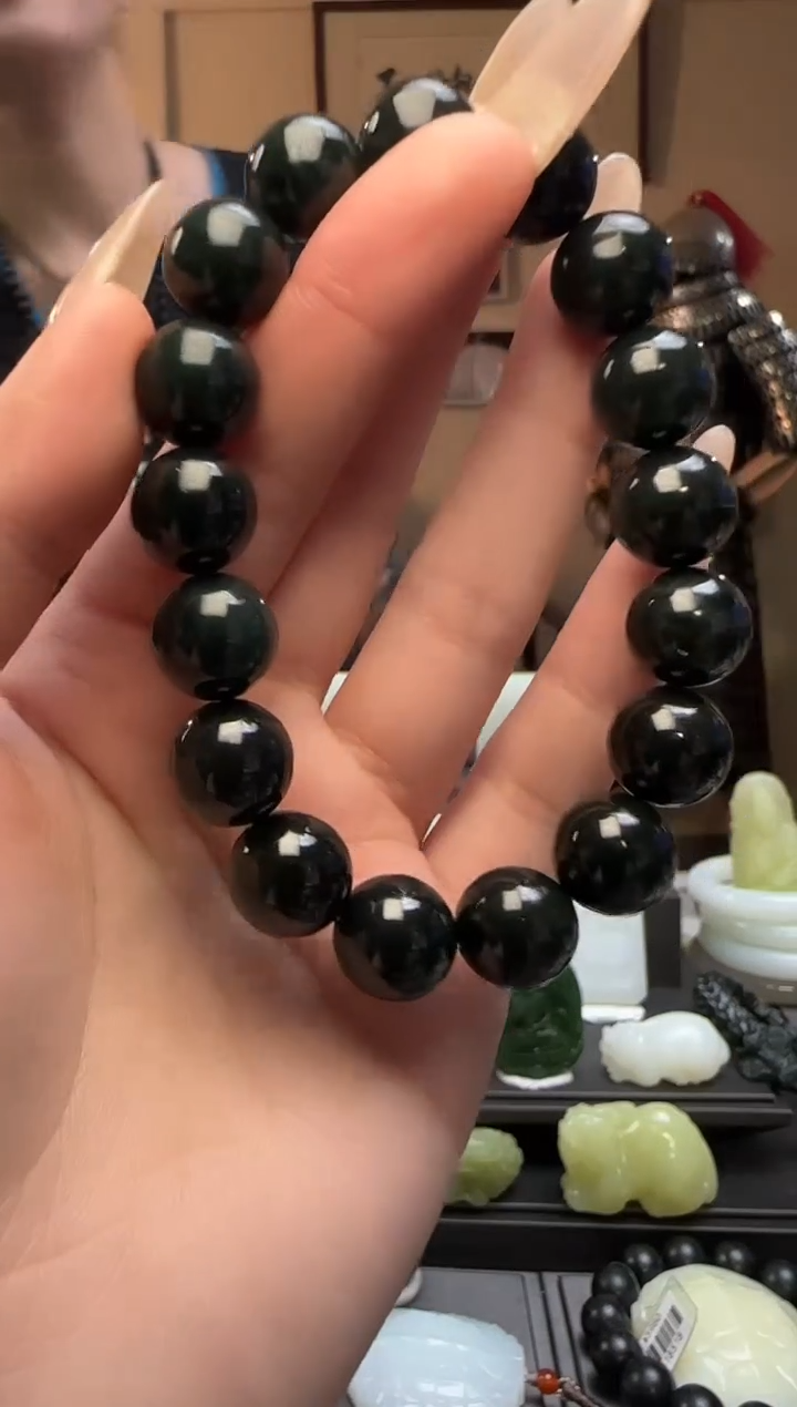 【闪购商品】和田玉青玉圆珠未镶嵌手串