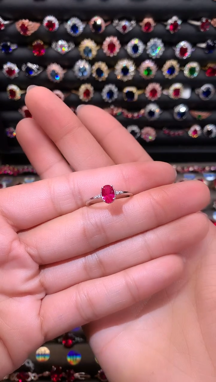 【闪购商品】红宝石戒指银S925镶嵌57白