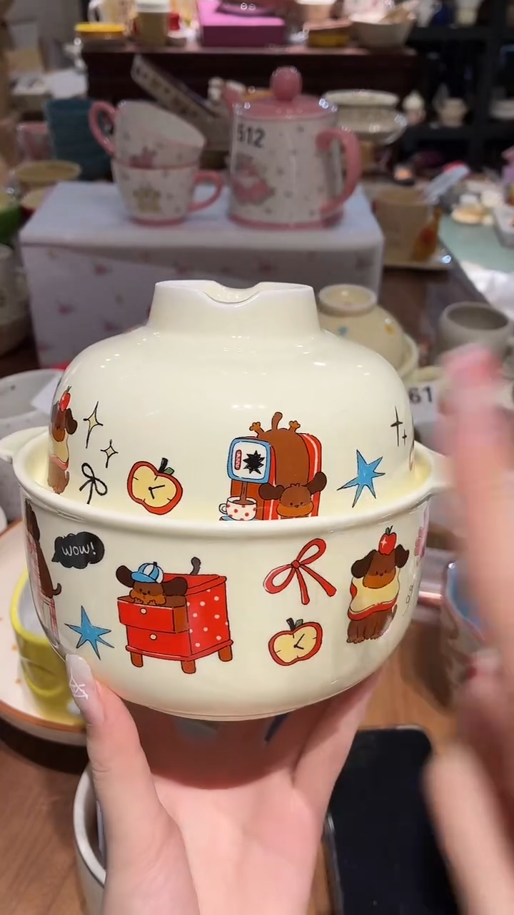 瓷597 小狗 泡面碗 瑕疵