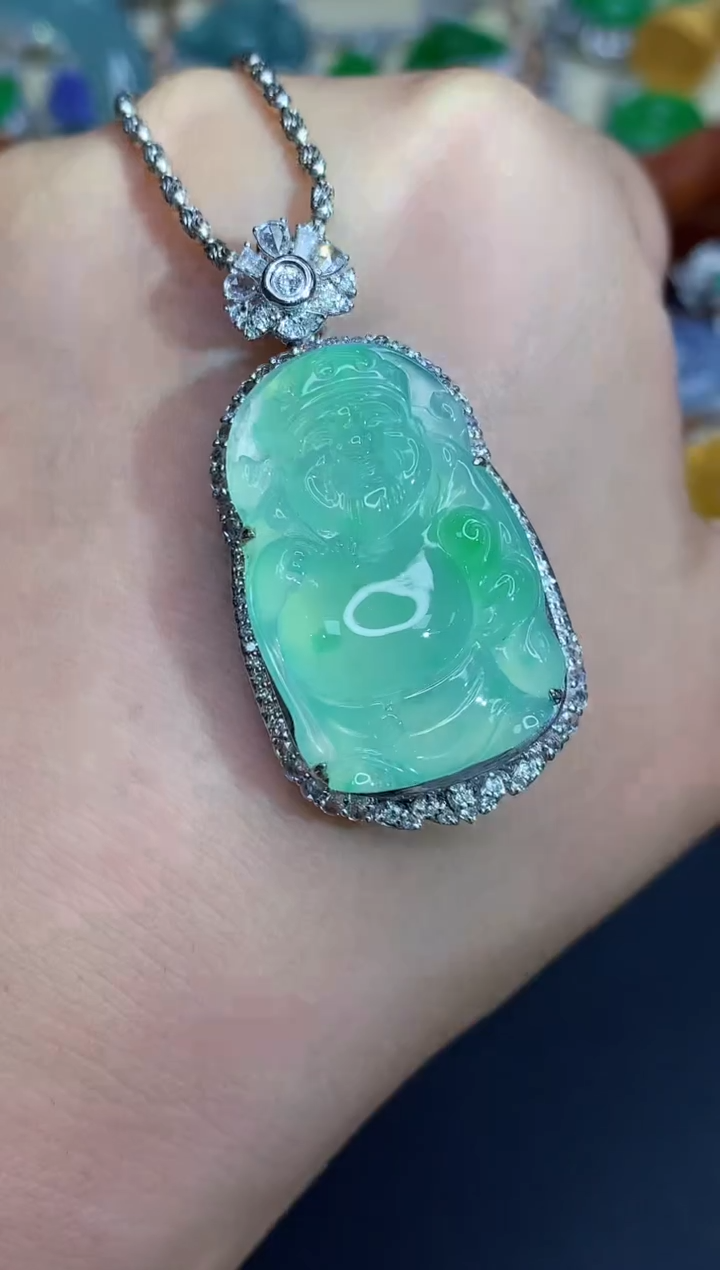 吊坠(不含链)18K金镶嵌翡翠725-中国好珍宝