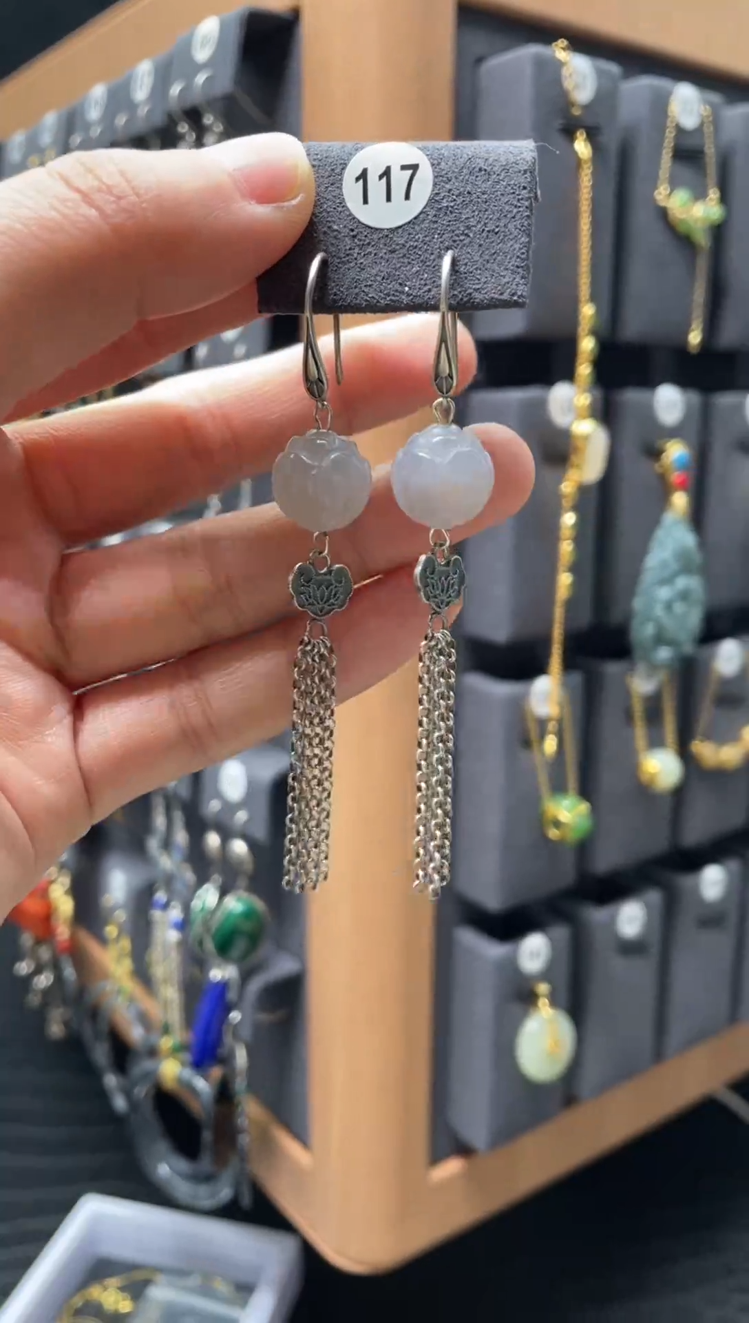 【闪购商品】和田玉耳饰银S925镶嵌0117