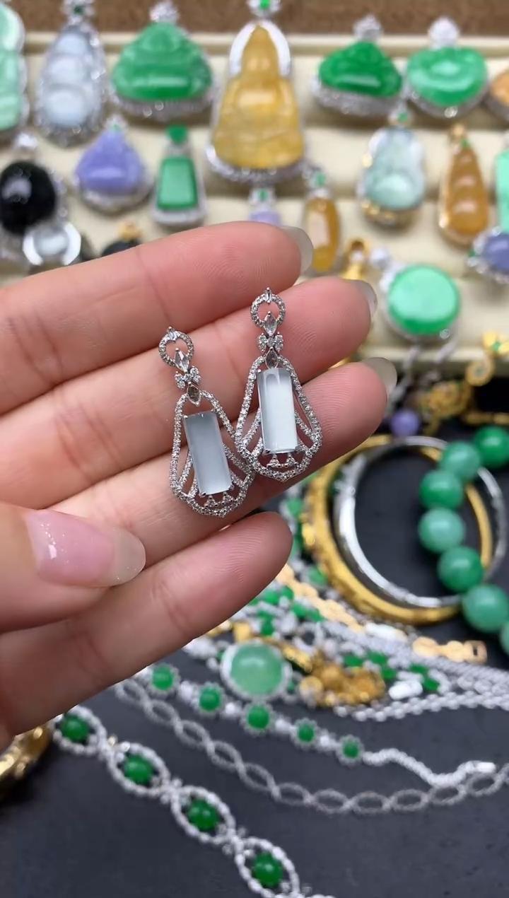 【闪购商品】翡翠耳饰18K金镶嵌462-中国好珍宝