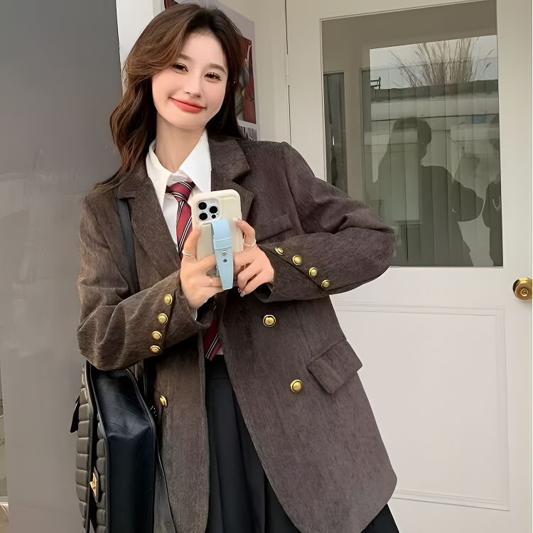 2025年秋冬新款雪尼尔西服外套女加棉加厚秋冬西服