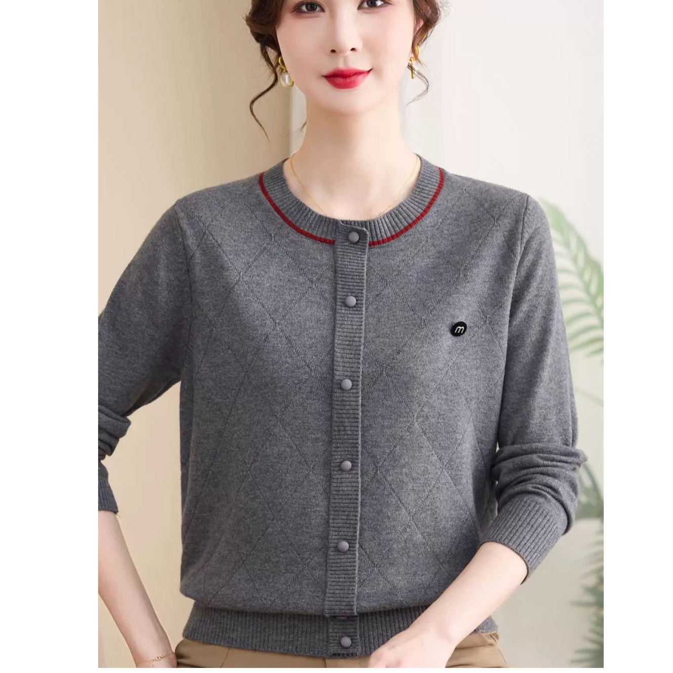 【苍溪恒宣】C67689时尚条纹针织开衫